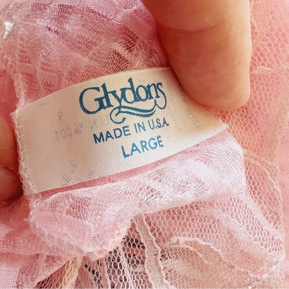 Vintage Glydons nylon baby doll pin up teddy nightie lace light pink size L - Picture 9 of 9